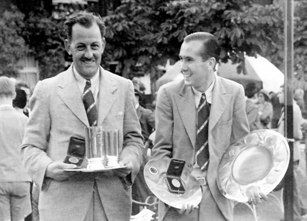 England’s WINNING team was Yorkshire’s Tommy Thirsk and Lancashire’s Arnold Bentley.